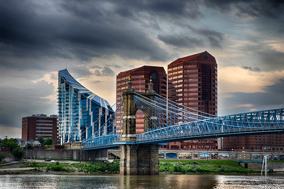 The John Roebling Bridge in Cincinnati by Jim Crotty