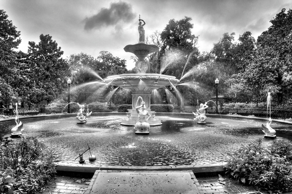 Forsyth Park Fountain in Savannah Black and White by Jim Crotty